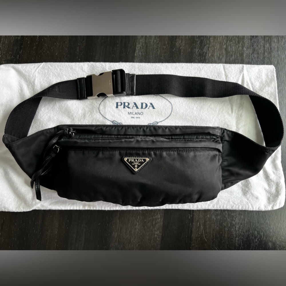 Authentic Prada Nylon and Saffiano Leather Belt bag unisex